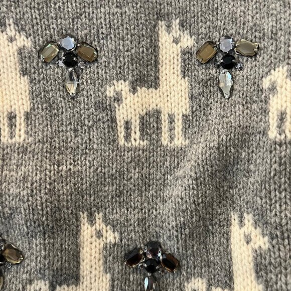 J. Crew Jeweled Llama Sweater Size M - Picture 3 of 4